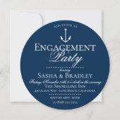 Preppy Chic Nautische Marine Engagement Party Kaart (Voorkant)
