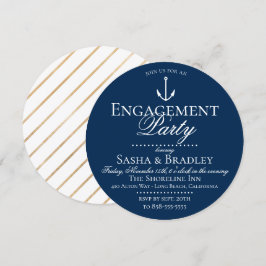 Preppy Chic Nautische Marine Engagement Party Kaart