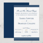 Preppy Chic Navy Nautical Wedding Invitation Kaart (Voorkant / Achterkant)