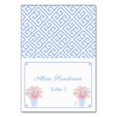 Preppy Chic Pink and Blue Wedding Place Card Kaart (Voorkant)