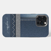Preppy Chic Stijlvolle Denim iPhone Hoesje (Achterkant horizontaal)