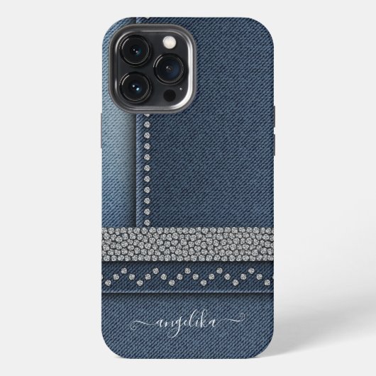 Preppy Chic Stijlvolle Denim iPhone Hoesje (Achterkant)