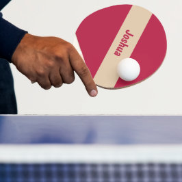 Preppy Chic Tan en Magenta Gepersonaliseerde naam Tafeltennisbatje