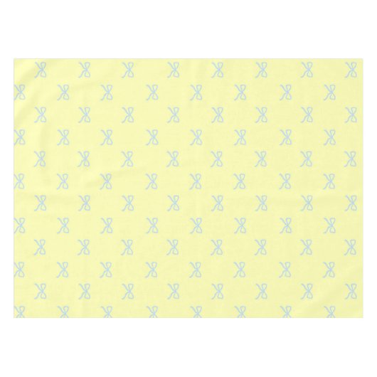 Preppy Chic Yellow & Blue Bow Pattern Spring  Tafelkleed (Voorkant (Horizontaal))