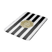 Preppy Chic | Zwarte en witte strepen Aangepaste k Badmat (Gekanteld)