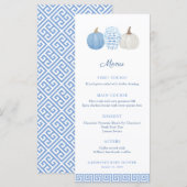 Preppy Chinoiserie Blue Pumpkin Baby shower Menu (Voorkant / Achterkant)