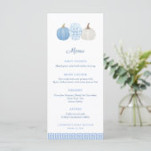Preppy Chinoiserie Blue Pumpkin Baby shower Menu (Staand voorkant)
