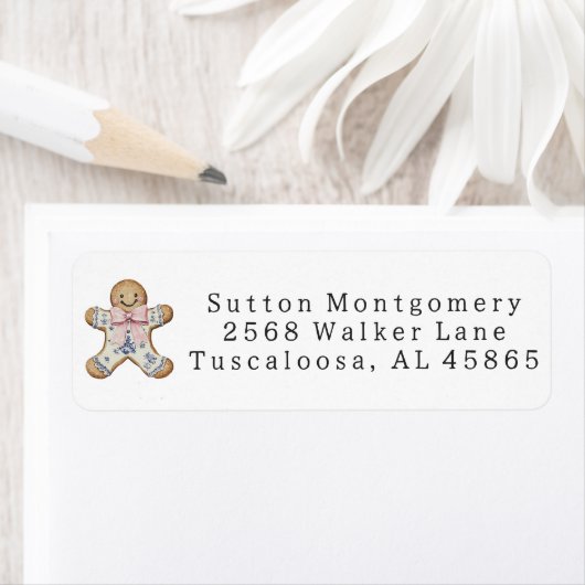 Preppy Chinoiserie Christmas Gingerbread Adres Etiket (Insitu)