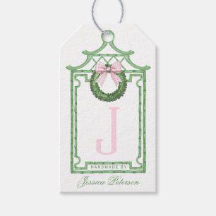 Preppy Chinoiserie Christmas Pagoda Monogram Cadeaulabel