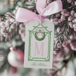 Preppy Chinoiserie Christmas Pagoda Monogram Cadeaulabel