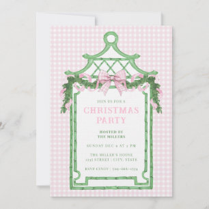Preppy Chinoiserie Christmas Pagoda Monogram Kaart