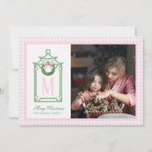 Preppy Chinoiserie Christmas Pagoda Monogram Kaart (Voorkant)