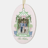 Preppy Chinoiserie Christmas Pagoda Monogram Keramisch Ornament (Links)