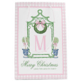 Preppy Chinoiserie Christmas Pagoda Monogram Medium Cadeauzakje (Voorkant)