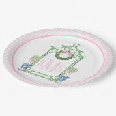 Preppy Chinoiserie Christmas Pagoda Monogram Papieren Bordje (Gekanteld)