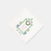Preppy Chinoiserie Christmas Pagoda Monogram Servet (Hoek)