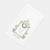 Preppy Chinoiserie Christmas Pagoda Monogram Servet (Hoek)