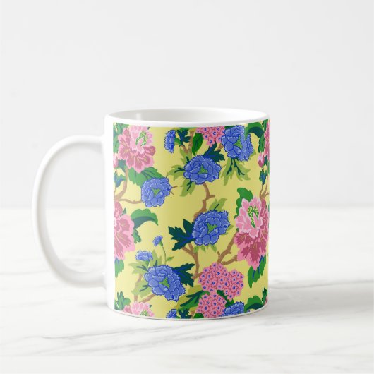 Preppy Chinoiserie Floral Koffiemok (Links)