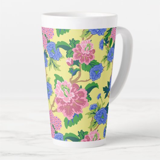 Preppy Chinoiserie Floral Latte Mok (Rechterhoek)