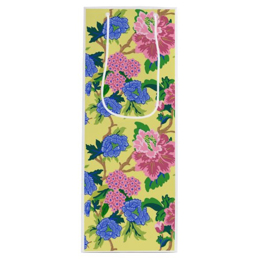 Preppy Chinoiserie Floral Wijn Cadeautas (Voorkant)