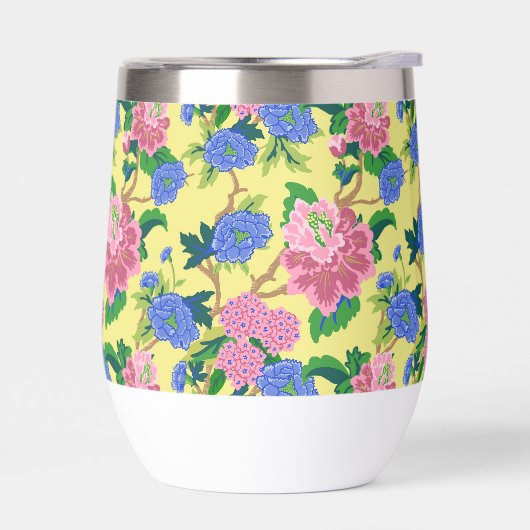 Preppy Chinoiserie Floral Wine Tumbler (Links)