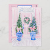 Preppy Chinoiserie Ginger Jar Kerstboom Briefkaart (Voorkant / Achterkant)