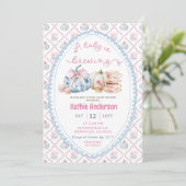 Preppy Chinoiserie Herfst Tea Baby shower Kaart (Staand voorkant)