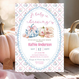 Preppy Chinoiserie Herfst Tea Baby shower Kaart