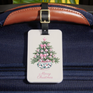 Preppy Chinoiserie kerstboom gepersonaliseerd Bagagelabel
