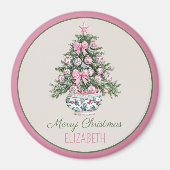 Preppy Chinoiserie kerstboom gepersonaliseerd Magneet (Voorkant)