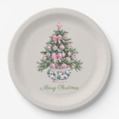 Preppy Chinoiserie kerstboom gepersonaliseerd Papieren Bordje (Voorkant)