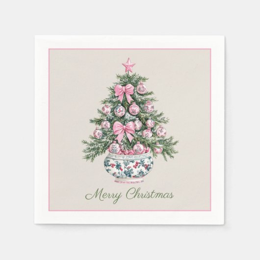 Preppy Chinoiserie kerstboom gepersonaliseerd Servet (Voorkant)