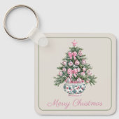 Preppy Chinoiserie kerstboom gepersonaliseerd Sleutelhanger (Voorkant)