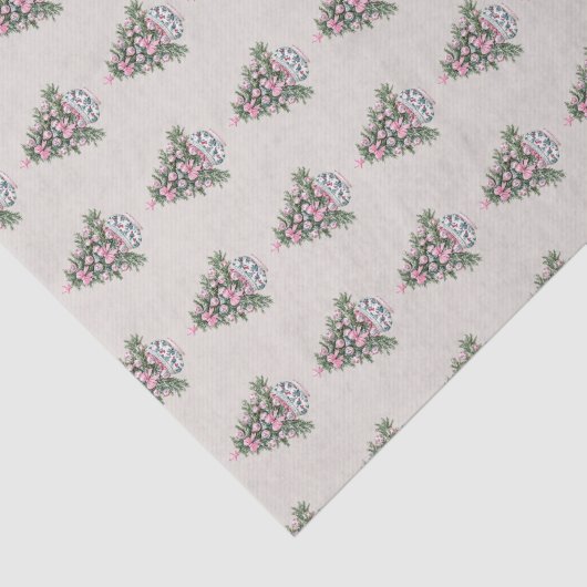 Preppy Chinoiserie kerstboom gepersonaliseerd Tissuepapier (Detail)