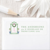 Preppy Chinoiserie Kerstpagode Etiket (Insitu)