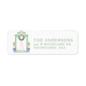 Preppy Chinoiserie Kerstpagode Etiket (Voorkant)