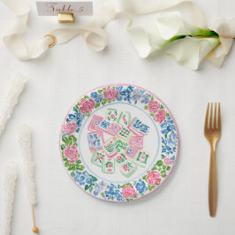 Preppy Chinoiserie Mahjong Feest Papieren Bordje
