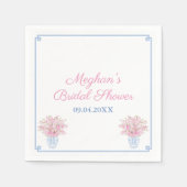 Preppy chique blauw en roze Vrijgezellenfeest Servet (Voorkant)