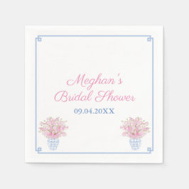 Preppy chique blauw en roze Vrijgezellenfeest Servet