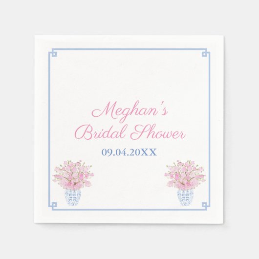 Preppy chique blauw en roze Vrijgezellenfeest Servet (Voorkant)