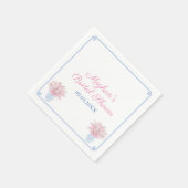 Preppy chique blauw en roze Vrijgezellenfeest Servet (Hoek)