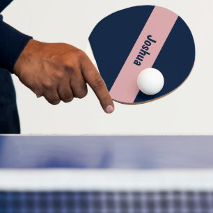 Preppy chique roze en marine gepersonaliseerde naa tafeltennisbatje
