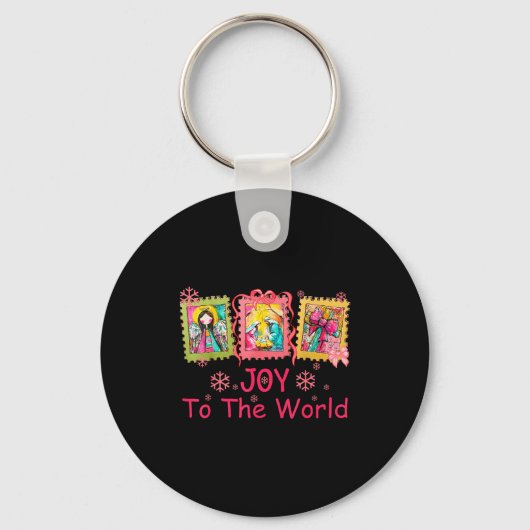 Preppy Christian Christmas Joy Coquette Jesus Nati Sleutelhanger (Voorkant)