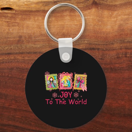 Preppy Christian Christmas Joy Coquette Jesus Nati Sleutelhanger (Voorkant)