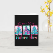 Preppy Christian Retro Christmas Oh Come Let Us Ad Kaart (Gele Bloem)