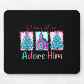 Preppy Christian Retro Christmas Oh Come Let Us Ad Muismat (Voorkant)