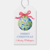 Preppy Christmas Baubles Ornamenten Cadeaulabel (Voorkant)