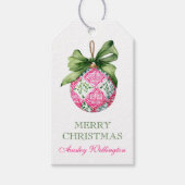 Preppy Christmas Baubles Ornamenten Cadeaulabel (Voorkant)