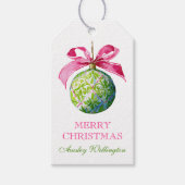Preppy Christmas Baubles Ornamenten Cadeaulabel (Voorkant)