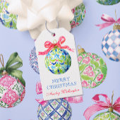 Preppy Christmas Baubles Ornamenten Cadeaulabel